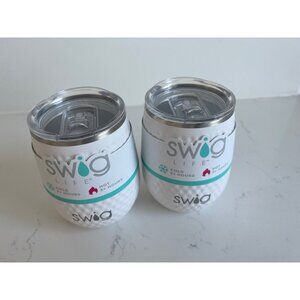 Swig Life Triple Insulated White Golf Ball Wine Mugs Set Of 2